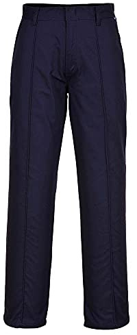 Portwest Men Preston Trouser Jetted Pocket Hook and Bar Closure | Black, 42 Waist, UPF 50+, Regular Fit, Polyester, Sewn in Front Centre Seam, Corporate