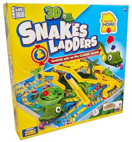 3D Snakes And Ladders Kids Board Game Traditional Family Toy 3+ Years Grafix