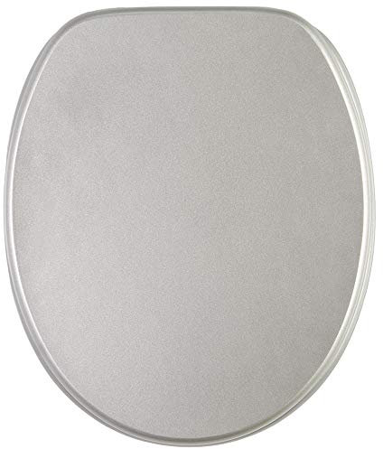 Sanilo Soft Close Toilet Seat, Wide Choice of New Toilet Seats, Stable Hinges, Easy to Mount (Glittering Silver)