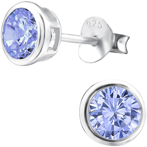 EYS JEWELRY Ohrstecker Damen rund 925 Sterling Silber Zirkonia lavendel-lila Damen-Ohrringe