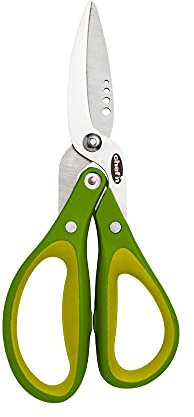 CHEF'N - Ciseaux à Herbes FreshForce en Acier Inoxydable, Vert, 20 cm