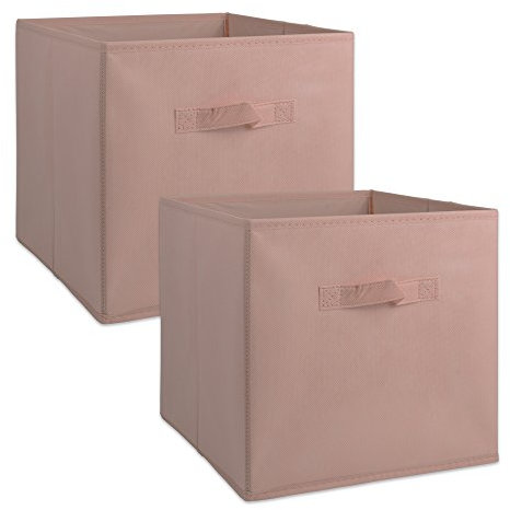 DII Lot de 2 bacs de rangement pliables en tissu non tissé, cube organiseur, 33 x 33 x 33 cm, rose millénaire