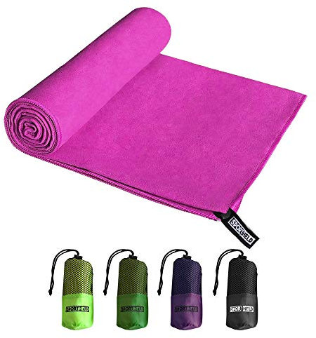Sportheld® MIKRO-Faser Sport Hand-Tuch | Pink | 40 x 80cm | Klein | Micro-Faser - leicht, saugfähig | inklusive Tragetasche