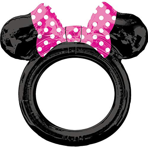 Amscan 3818701 - Palloncino a forma di Minnie, rotondo, dimensioni 73 x 71 cm, colore: nero, rosa, bianco