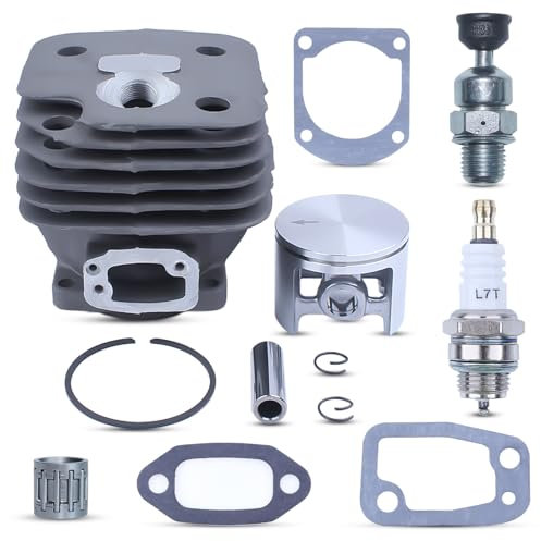 Adefol 52mm Cilindro Pistone Cuscinetto ad Aghi Valvola di decompressione Kit per Husqvarna 268 272 272XP 268XP 61 268K Motosega con Silenziatore Guarnizione Candela