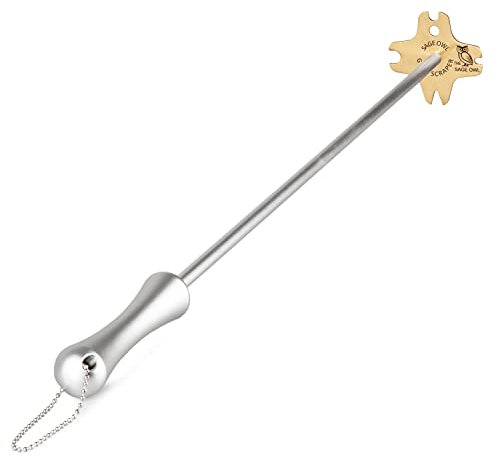 Salbei-Eule borstenfreier Messing BBQ Grillschaber mit 44,5 cm Griff - Sicherer Grillreiniger für Outdoor-Grills, Porzellan, Kochutensilien, Grillwerkzeuge und Zubehör - Geschenke für Freund