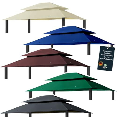 freigarten.de Ersatzdach für Pavillon 3x4 Meter Wasserdicht Material: Panama PCV Soft 370g/m² extra stark Modell 7 (Beige)
