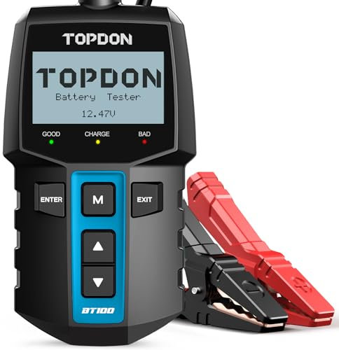 TOPDON Testeur de batterie de voiture BT100 12 V Testeur de charge