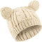 SATINIOR Niedliche Katzenohren-Beanie-Mütze, Strickmütze, Winter-Strickmütze mit Zopfmuster für Damen, Beige, Medium