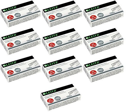 Leitz Power Performance Heftklammern P2 (Nr. 10), Verzinkt, Box mit 1000 Heftklammern (10x, No10)
