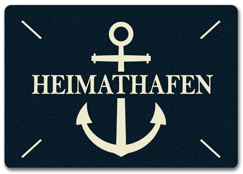 trendaffe Heimathafen Fußmatte randlos mit Anker Motiv