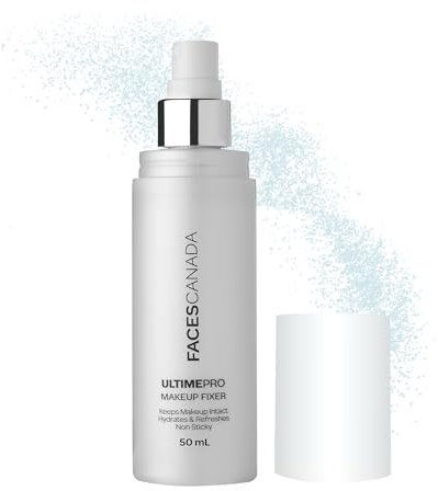 FACES CANADA Ultime Pro Makeup Fixer, 50 ml | Spray fixant longue durée | Reste intact | Hydrate, apaise et rafraîchit la peau | Enrichi en acide hyaluronique et vitamine E | Sans alcool
