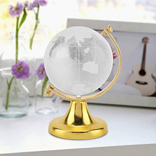 Weltkugel Dekor Glas Kristallkugel Kugel Kugel Display Globus Briefbeschwerer, Mini Runde Erde Kristallglaskugel Schreibtisch Home Office Dekor Handwerk Kunst Geschenk(Gold)