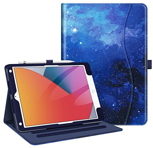 FINTIE Coque Compatible avec iPad 10.2” 9ème Génération 2021 / 8ème Gén 2020 / 7ème Gén 2019, Housse Multiposition Etui Veille/Réveil Automatique Protection des Coins, Ciel Étoilé