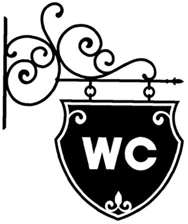 Bontannd Vintage WC Toilette Salle De Bain Porte De La Salle De Bain Sticker Poche Plaque Décoration Vinyle Décoration De La Maison Décalque De La Toilette Étanche Signe Mural Le Noir