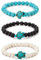 Liitata 3 Stück Schildkröte Armband Naturstein Armband Yoga Perlen Armbänder Elastisches Seil Bracelets für Damen und Herren Schwarz Weiß Grün