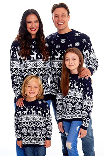 NewCamp Navy Christmas Jumpers for Men, Women and Kids – Family Christmas Jumper Ugly Christmas Sweaters – Long Sleeve Knitted Xmas Jumpers Crewneck Sweatshirt for Winter and Holiday Parties
