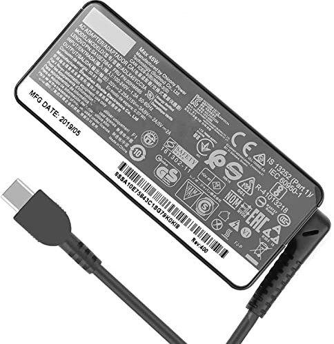 45W 4X20M26252 ADLX45YCC3D ADLX45YLC3D USB-C Adaptador de CA Cargador portátil Compatible para Lenovo ThinkPad Yoga Miix X280 T480 T480s T580 E480 MIIX5 Pro X1 Carbon 2017 2018 X1(20V-2.25A)