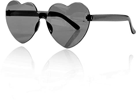 Jagowa Herzförmige Sonnenbrille, mehrfarbig, randlos, herzförmig, einteilig, für Damen, zeitgenössisch, Schwarz