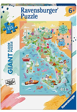 Ravensburger - Puzzle Karte von Italien, Sammlung 125 Riesen Boden, 125 Teile, Altersempfehlung 6+ Jahre