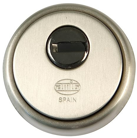 Amig - Scudo rotondo di sicurezza per serrature mod. 40 | Ø 65 mm | Con piastra antitrappo e dadi antifurto | anello esterno massiccio | ottone cromato opaco