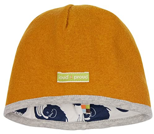 loud + proud Unisex Kinder Wollwalk, GOTS Zertifiziert Mütze, Curry, 98/104