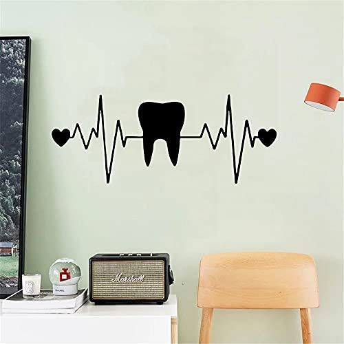 Zähne, Zahnarzt, Zahnmedizin Herz EKG Vinyl Wand Kunst Aufkleber Dental Klinik Dekor Zahn Wand Aufkleber Badezimmer Dekor57x24cm