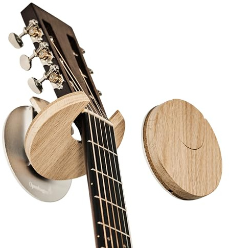 Openhagen Zusammenklappbarer Gitarrenaufhänger und Gitarren-Wandhalterung für Gitarren und Bässe – patentiert – dänisches Design – platzsparend – Holz – Eichenfarbe – kratzfest – preisgekrönt