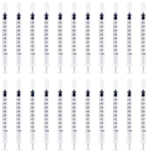 22 Stück 1 ml Spritze mit Kappe Kunststoffspritzen keine Nadel Kolostrumspritze von Haustieren, Oral, Öl oder Klebstoff Applikator