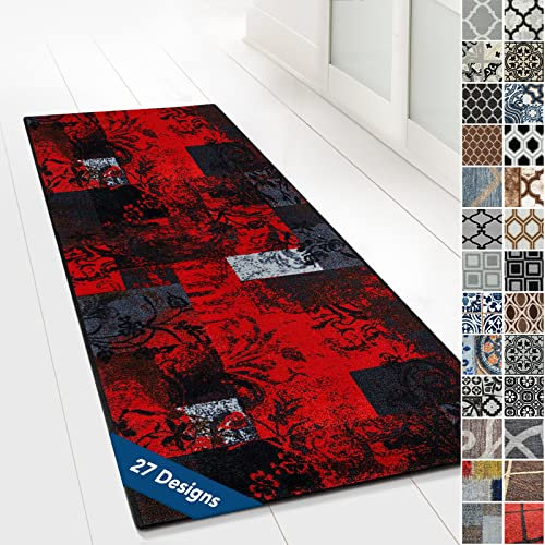Floordirekt Teppichläufer mit Muster - maßgefertigter Feinschlingen Teppich Läufer für Küche, Flur & Wohnraum - Ornament Vintage Orient Gitter (80 x 300 cm, Maraba)