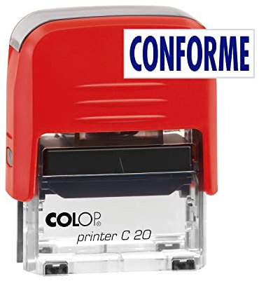 COLOP - Sello para Oficina, Empresas y Comercios con Texto CONFORME | con Tamaño de Impresión 14 x 38 cm | Incluye Una Almohadilla de Tinta E/20 en Color Azul