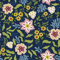 VaryPaper Papier Peint Fleuri Vintage Feuillage Vert 44.5cmx200cm Papier Peint Bleu Marine Papier Adhesif pour Meuble Papier Adhésif Décoratif Papier Peint Adhesif Mural Salon Chambre Salle de Bain