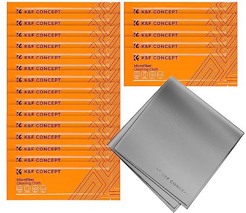 K&F Concept 20 Stück Mikrofaser Reinigungstuch (15 * 15cm) Einzel Vakuumverpackung, Reinigungstücher Set für Kamera, Objektiv, Filter, Brille, Display, Smartphones, Tablet