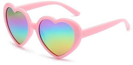 RUNHUIS Mode Polarisiert Herz Sonnenbrille Damen Herren Niedlich Herz-Form Vintage Retro Fee Schattierungen für Party Festival