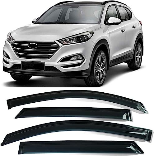 HMLTD 4 Stück ABS Windabweiser für Hyundai Tucson 2015-2020, Einfache Montage Windabweiser vorne und hinten, Auto Sonnenschutz, Autozubehör