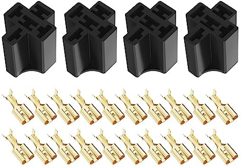 eMagTech 4 Sätze Kfz-Relaissteckerhalter 6,3-mm Klemmen für 4-polige 5-polige Relais 10 A 12 V/24 V Kfz Relaissockel Basisstecker Ersatzteile