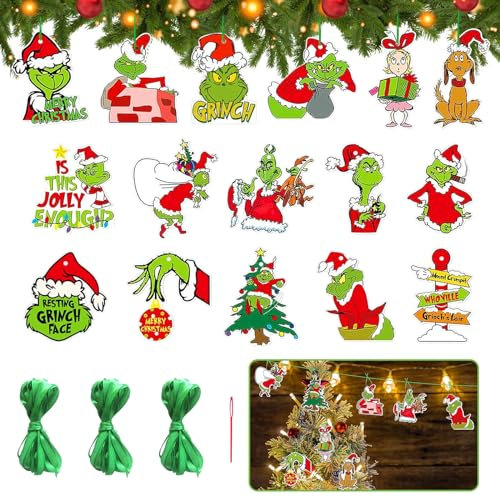 TZQFROCE 32 Stück Weihnachtsbaumschmuck Weihnachtsdeko Weihnachtsanhänger Weihnachten hängende Ornament für Weihnachten Dekoration Party Geschenkverpackungen