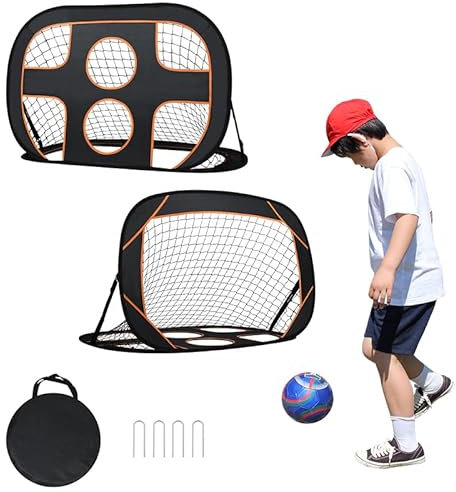 YUENFONG Fußballtor 2 in 1 für Garten Kinder Faltbar Fußballtor mit 6 Loch, Klappbares Pop-Up Fußball-Tor inkl. Tragetasche, für Fußballtraining, 121x 80 x 80cm