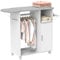 HOMCOM Mobile Asse da Stiro in Truciolato e Spugna con Piano d'Appoggio in Tessuto Effetto Lino, 3 Ripiani a Cubo e Guida per Appendere, per Lavanderia, Bagno, 127x42.5x99 cm, Bianco