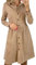 Yming Frauen Lose Revers Midi Kleid Lange Ärmel A Linie Business Kleid Knielang Cord Einfarbig Kleid Khaki M