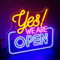 SIGNSHIP Open neon logo LED logo oui! Nous ouvrons le signe de néon pour la décoration murale jaune, rose et bleu ouvert néon indicateur Bar Restaurant Hôtel magasin Club décoration signe lumineux