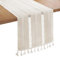 Bigqin Tischläufer Beige, 180 x 33 cm waschbares Tischband Boho Landhausstil Tischdekoration Table Runner mit Quasten für Geburtstage & Hochzeite