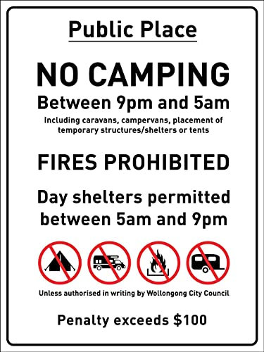 Lieu Public Interdit De Camping Panneau D'Avertissement Métal Mur Affiche Métal Mur Signe Affiche Étain Pour Parc Garage 20X30cm