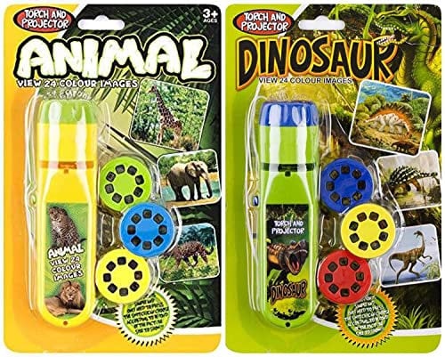 Georgie Porgy Children Projector Toys Educational Science Set Wall Ceiling Tent Torch Flashlight for Kids Gifts for Boys Girls with 2pcs Tattoo Stickers (Dinosaur + Animal)
