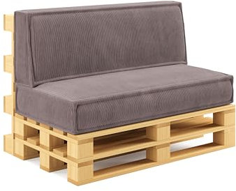 chilly pilley® Palettenkissen Palettenauflagen aus Cord für EU-Paletten - Abnehmbarer Bezug - Sitzkissen - Rückenlehnenkissen viele Farben (2er Set, Hellrosa)