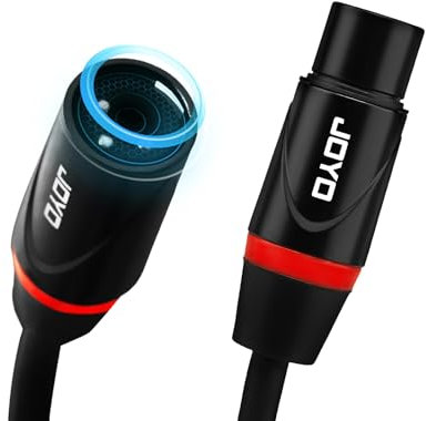 JOYO XLR to XLR Cable 6M/20ft Microphone Cable 3-Pin Male to Female for PA System, Audio Mixer, Studio Monitors, Audio Recording, Podcast, No Signal Loss and Balanced Shielded Black (CM-28)