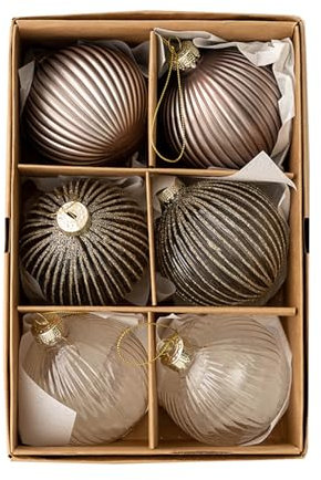 ZAYIUKI Set/6 Stück Weihnachtskugeln, Glaskugeln, Ornamente, perfekt für Baumdekoration, schöne Kleiderbügel, Dekorationen, auffälliger Akzent