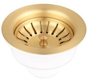 FMBC 114MM Sink Dish Drainer Strainer Drain Kit For Single Bowl Kitchen Sink Drainage Waste Kit Brushed Gold Brass Filter (Color : Antique Brass)