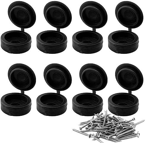 TiamaraEon 100pcs Plastic Hinged Screw Cover Caps, Hole Diameter Screw Cover Caps, Black Folding Screw Cover, Snap Washer Covers Flip Tops for Covering Screw Heads Screw Protection