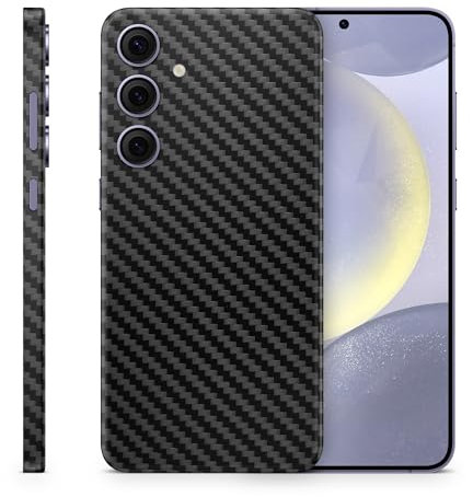 TF Skins Skin passend für Samsung Galaxy S24, S24 Plus, S24 Ultra. Aufkleber für die Rückseite und Seiten zum Schutz. (Carbon Schwarz, Galaxy S24)